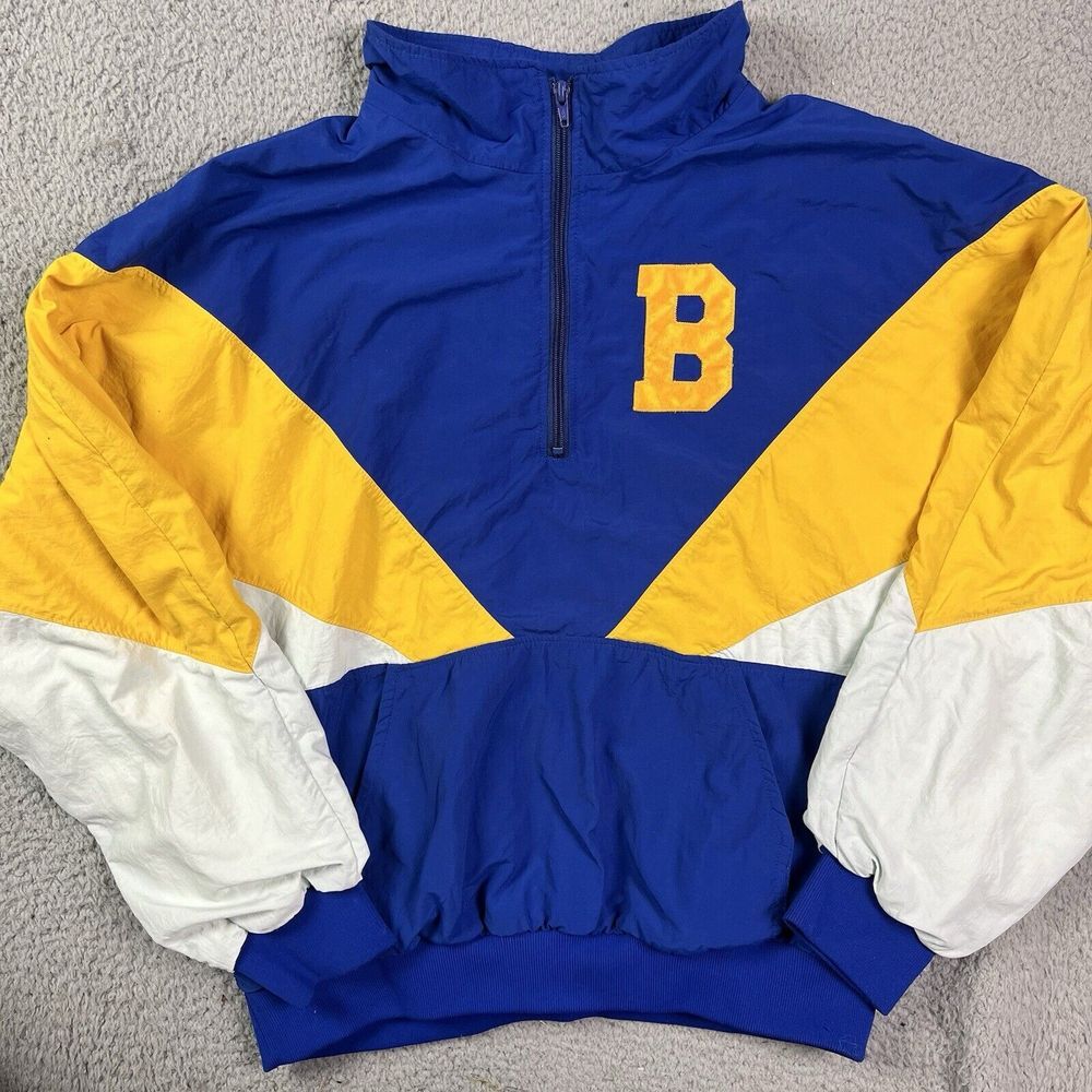 Vintage Braham Blue Yellow White Lightweight‎ Coat School Jacket Sz XL